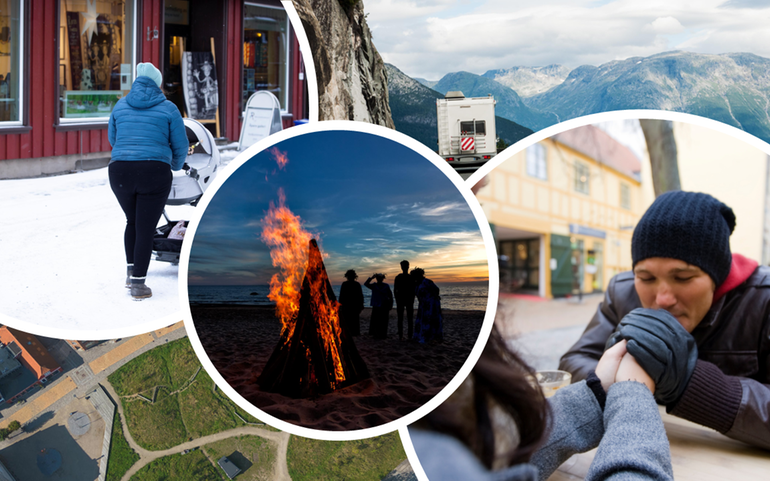 Fotocollage av fem foto av mennesker i Skandinavia