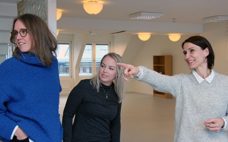 Kristine Skårberg Aarnes, Kristina Sand og Berit Doseth ved Fontenehuset i Trondheim
